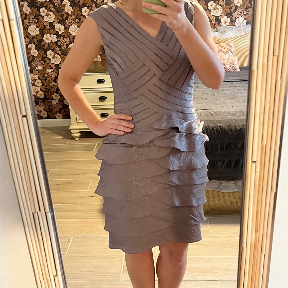 Coldwater Creek Layered Mini Dress in Metallic deep lavender.